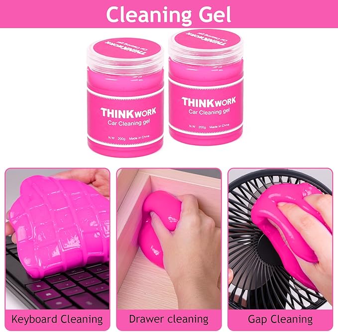 THINKWORK Pink Car Duster Interior Kit, Perfect Car Detailing Brush Kit - Image 4