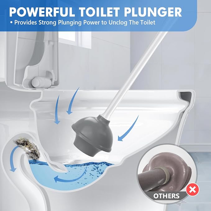 Toilet Plunger and Brush with Holder, Bowl Brush and Heavy Duty Toilet Plunger - Image 2