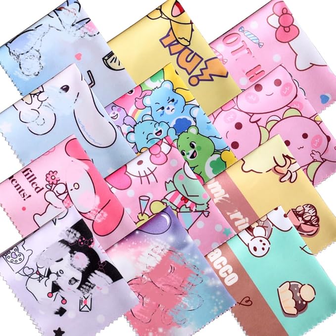 12 Pack Cartoon Colors Microfiber Cleaning Cloths-Cameras Lenses, Sunglasses by ADBGV