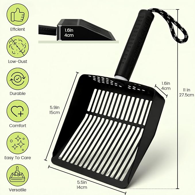 Metal Cat Litter Scooper with Holder, Stainless Steel Metal Litter Scoop - Image 2