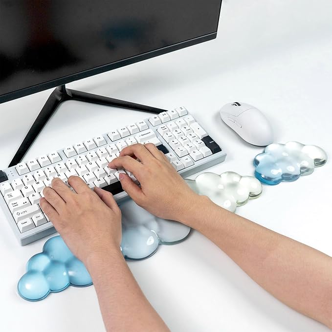 Ergonomic Gel Cloud Keyboard and Mouse Wrist Rest Set – Clear Wrist Rest - Image 2