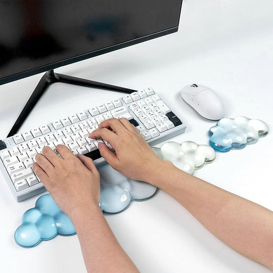 Ergonomic Gel Cloud Keyboard and Mouse Wrist Rest Set – Clear Wrist Rest - Image 2
