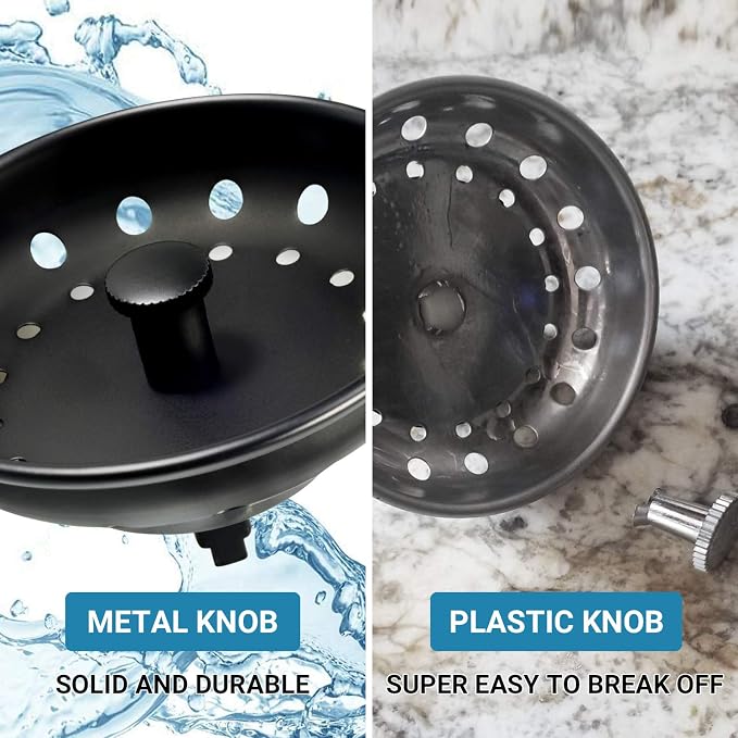 KONE Black Sink Basket Strainer Drain Stopper, 2 Pack Stainless Steel Matte - Image 4