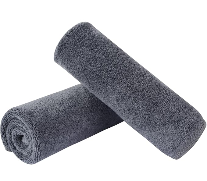 SINLAND Microfiber Facial Cloths Fast Drying Washcloth 12inch x 12inch Grey 2 by SINLAND
