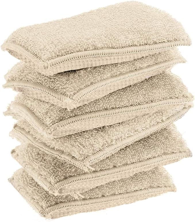 KMAKII Bamboo Kitchen Sponges Dish Sponges Natural Cleaning Sponges Beige 6 Pack by KMAKII