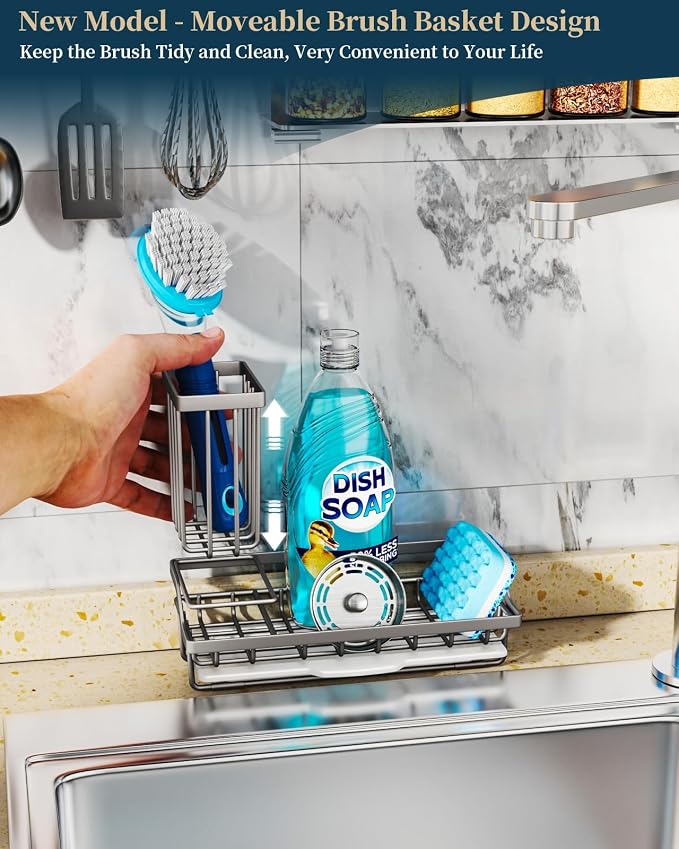 Consumest Sponge Holder for Kitchen Sink, Sink Caddy Organizer - Image 2