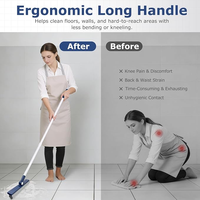 Grout Brush with Long Handle, Grout Cleaner Brush - Image 4