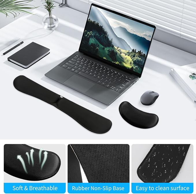 Zibly Ergonomic Gel Keyboard Wrist Rest & Mousepad Rests - Image 5