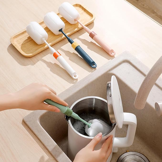 Dishwashing Foam Sponges Brush Telescopic Long Handle Scrubbing Brushes Clean - Image 7