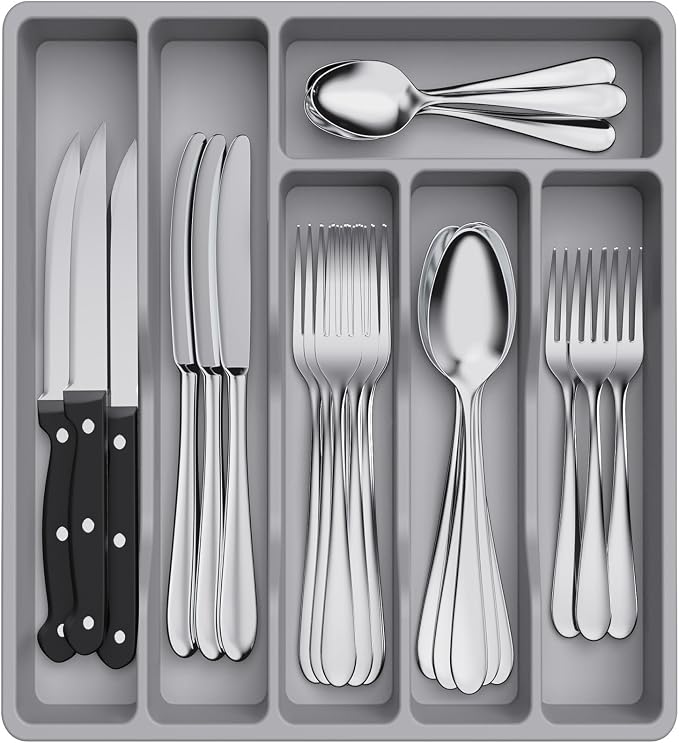 Lifewit Silverware Drawer Organizer Tray, Plastic Cutlery Storage by Lifewit