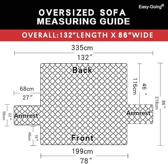 Easy-Going Reversible Oversized Couch Cover for 3 Cushion Couch Sofa Cover for Dogs Water Resistant Furniture Protector Cover with Foam Sticks for Pet (Oversized Sofa, Chocolate/Beige)