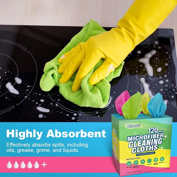 Microfiber Cleaning Cloth, 120 Pack Reusable Paper Towels Microfiber Towels - Image 3