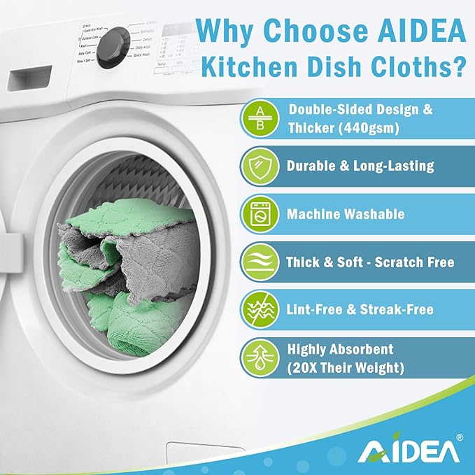 AIDEA Kitchen Towels, 12 Pack Absorbent Coral Fleece Dish Towels, No Odor - Image 4
