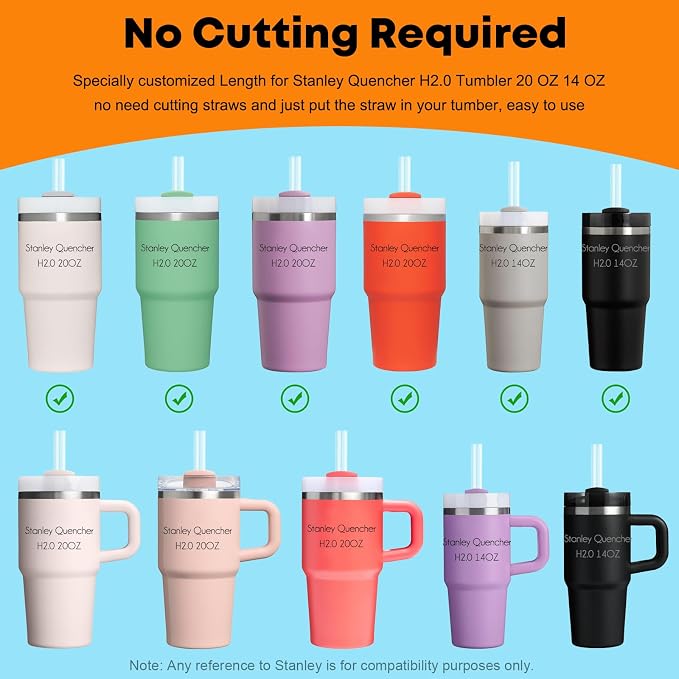 ALINK Clear Replacement Straws for Stanley 20oz 14oz Tumble, 6 Pack Reusable - Image 3