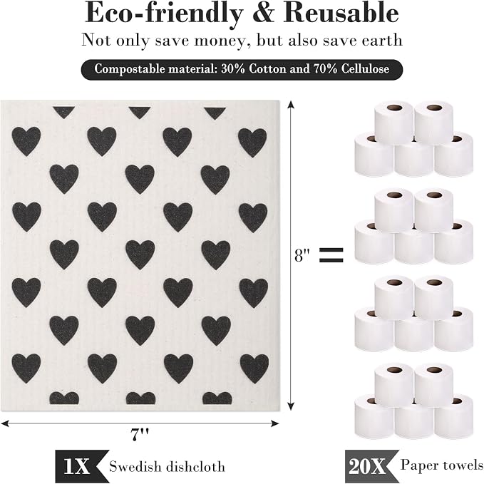 Lucomb 8 Pack Swedish Kitchen Dishcloths, Reusable Dish Cloth Paper Towels - Image 3
