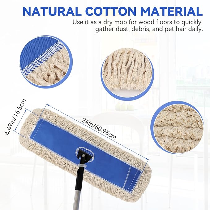 Commercial Microfiber Dust Mop Pad: 24 in Medium Commercial Replacement Mop Head - Image 2