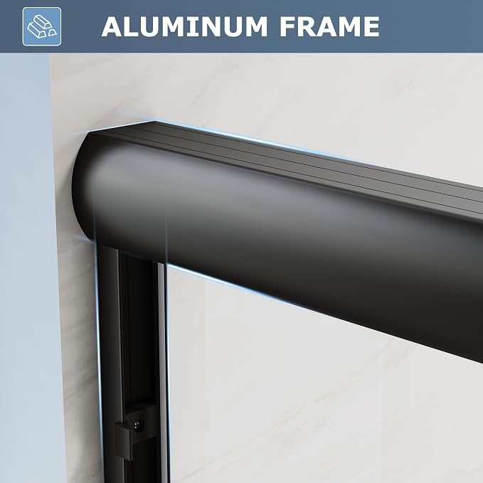 SUNNY SHOWER Double Sliding Glass Door 60" W x 62" H Shower Door 1/4" Tempered - Image 4