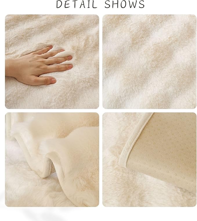 Faux Fur Couch Cover Fuzzy Soft Plush Thick Bubble Sofa Cover Luxury Sectional Couch Covers Luxury Anti-Slip Sofa Slipcover Washable Furniture Protector (Ivory,36"x63")