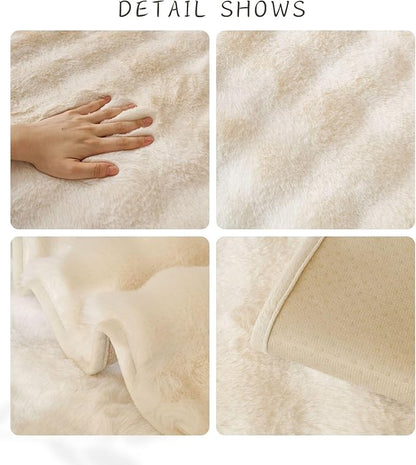 Faux Fur Couch Cover Fuzzy Soft Plush Thick Bubble Sofa Cover Luxury Sectional Couch Covers Luxury Anti-Slip Sofa Slipcover Washable Furniture Protector (Ivory,36"x63")