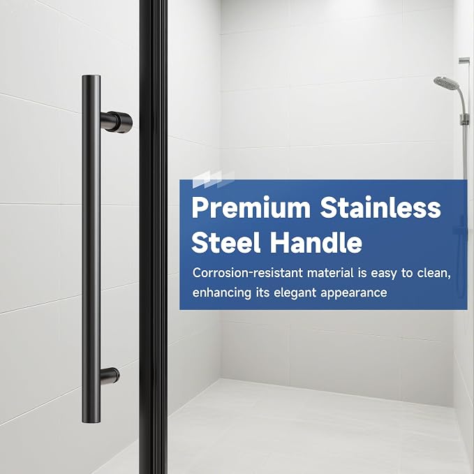 Frameless Sliding Shower Door 72” W x 76” H, 3/8” Tempered Glass, Single Bypass - Image 3