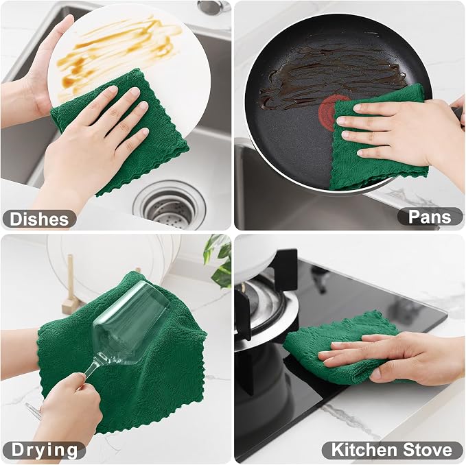Homaxy 12 Pack Kitchen Dish Cloths, Super Soft and Absorbent Coral Velvet Dish - Image 4