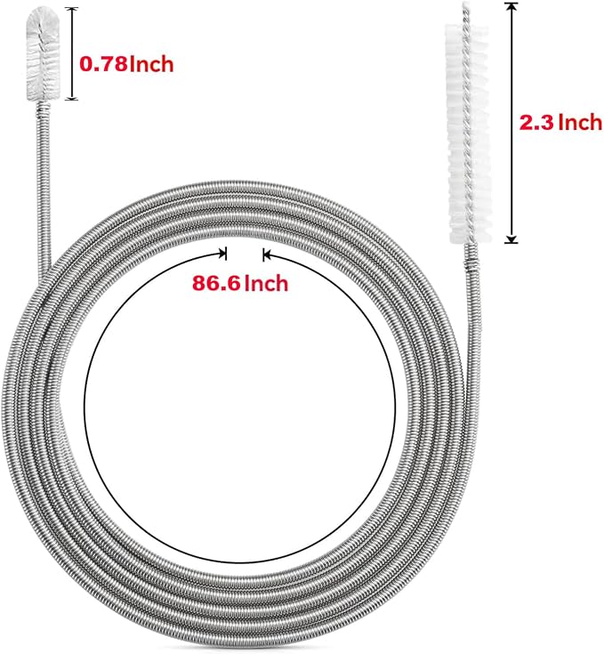 7.26 ft Flexible Drain Cleaning Brush – 2-Pack, Stainless Coil - Image 2