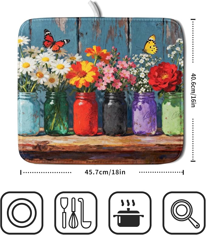 Spring Summer Floral Dish Drying Mat - Image 2