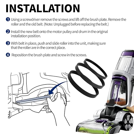 Replacement Belt Set for Bissell ProHeat 2X Revolution Pet Pro Carpet Cleaner - Image 5