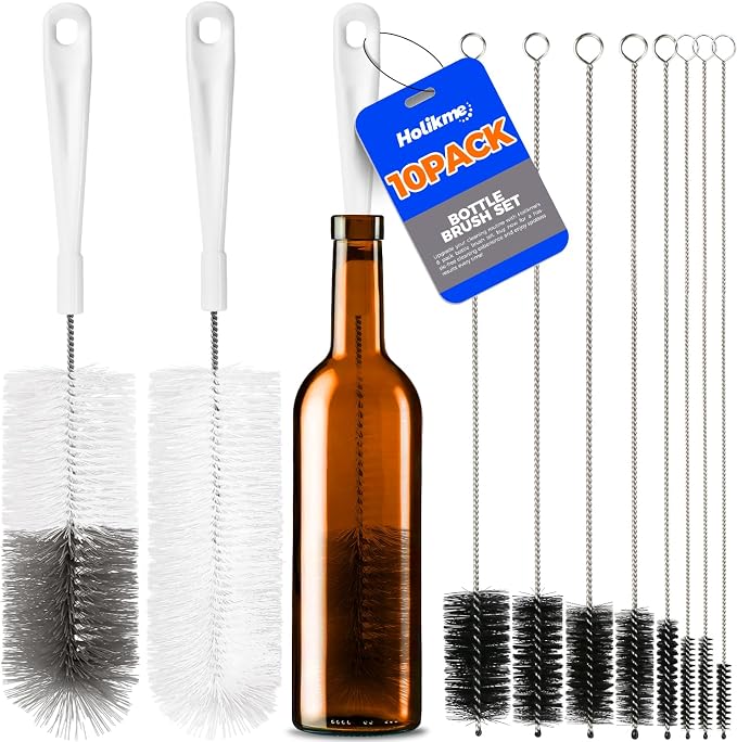 Holikme 10 Pack Bottle Brush Cleaner Set, Flexible Long Handle Water Bottle by Holikme