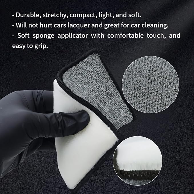 Car Interior Scrubbing Sponge, Microfiber Car Wax Applicator Scrubber Pad - Image 5