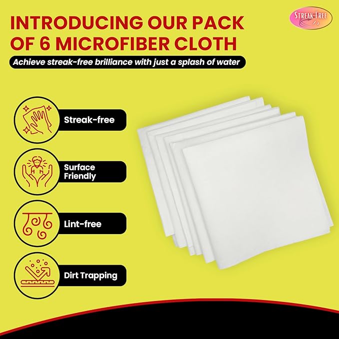 Microfiber Glass Cleaning Cloths, 6 Pack - Image 2