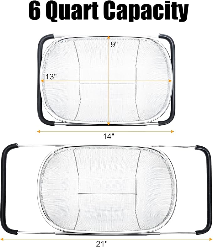 Suwimut 2 Pack Over the Sink Oval Colander - Image 2