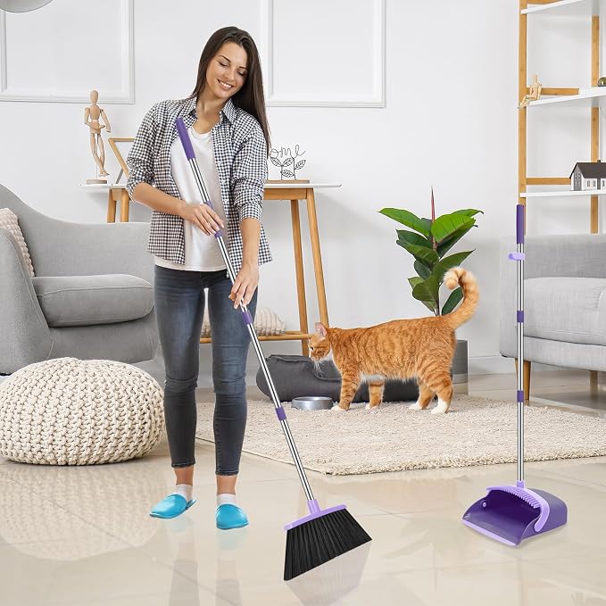 NACENA Broom and Dustpan Set, 52-in Long Adjustable Handle Broom Dustpan Combo - Image 7