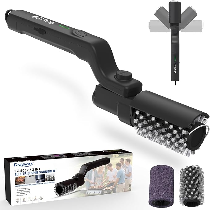 Electric Grill Brush, Cordless Electric BBQ Grill Cleaner by Drayvorx