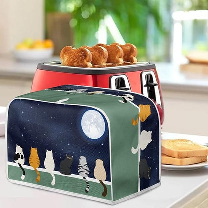 Galaxy Print Oven Protector, Moon Cat 4 Slice Toaster Cover, Anti Dust Fingerprint Coaster, Kitchen Small Appliance