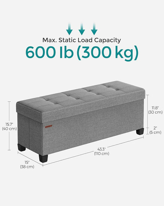 SONGMICS Storage Ottoman Bench, Foldable Foot Rest - Image 2
