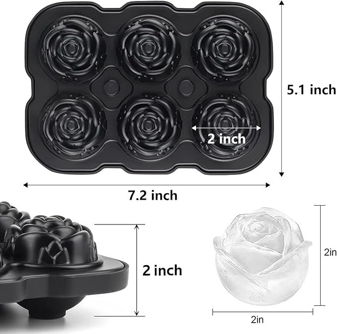 Rose Ice Cube Tray, ZACHDEE 2" Flower Silicone Ice Cube Tray - Image 2
