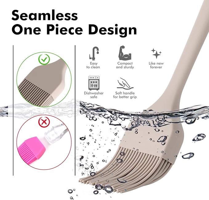HOTEC Basting Brushes Silicone Heat Resistant Pastry Brushes Spread Oil Butter - Image 6