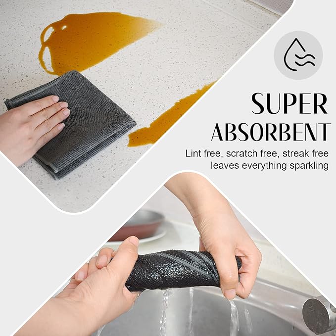 SINLAND Microfiber Rag Absorbent Cleaning Cloth Kitchen Dish Cloth Quick Dry - Image 4