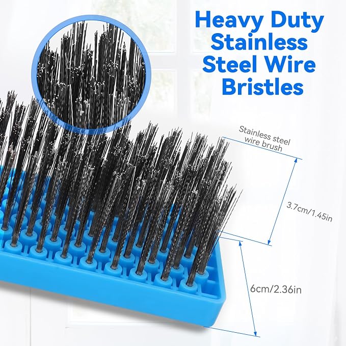 Heavy Duty Wire Broom with 70.8" Telescopic Handle: Stainless Steel Outdoor - Image 2