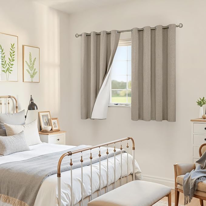YoungsTex Short Linen 100% Blackout Curtains - Image 3
