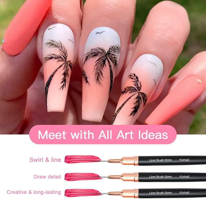 Metallic Nail Art Brushes, UV Gel Polish Painting Art Design Pen - Image 2