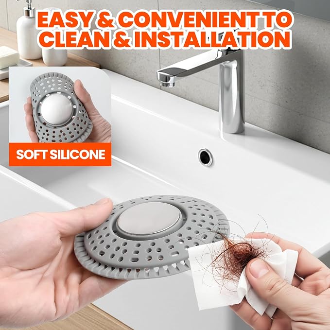 Shower Drain Hair Catcher, Upgraded 2Pack Premium Silicone Drain Protector & - Image 6