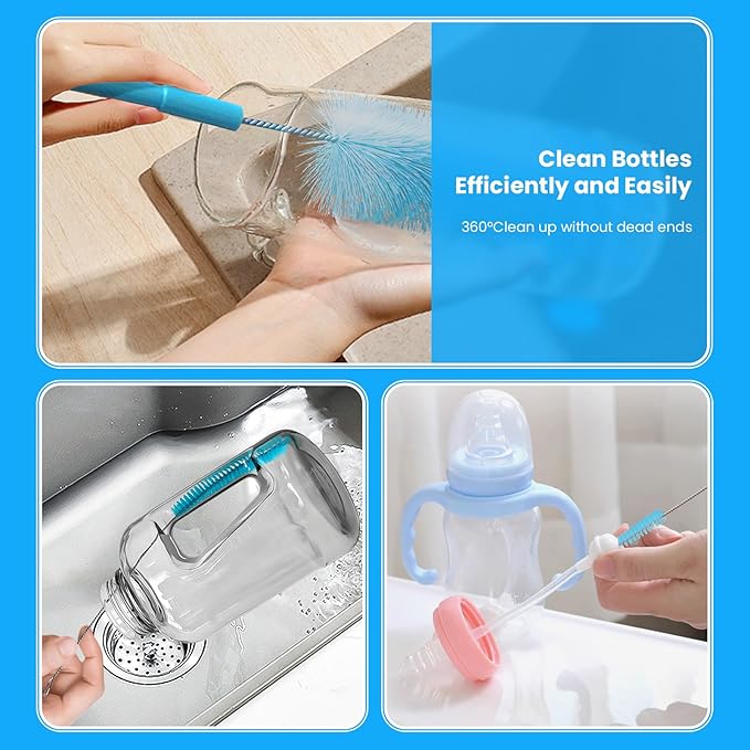 5 Pack Bottle Brush, Straw Cleaner Brush & Water Bottle Brush, 15in Stainless - Image 5