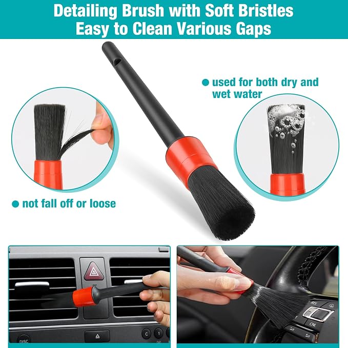 Luscinum Car Interior Duster Detailing Cleaning Gel Brushes Kit, Soft Dust - Image 5