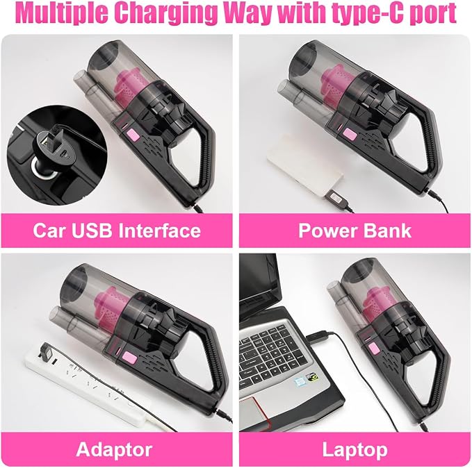 Viewsun Car Vacuum Cordless Rechargeable, 8000PA High Power Handheld Vacuum - Image 4