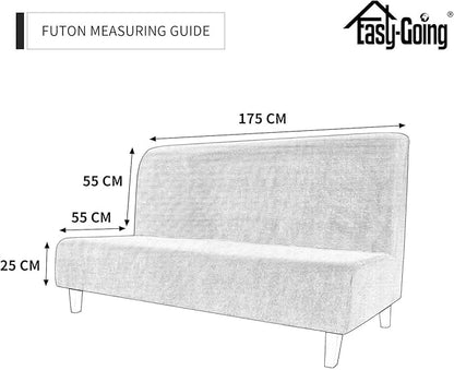Easy-Going Stretch Futon Slipcover Armless Futon Bed Cover Furniture Protector Without Armrests with Elastic Bottom for Kids, Soft Jacquard Fabric Small Checks (Large, Deep Teal)