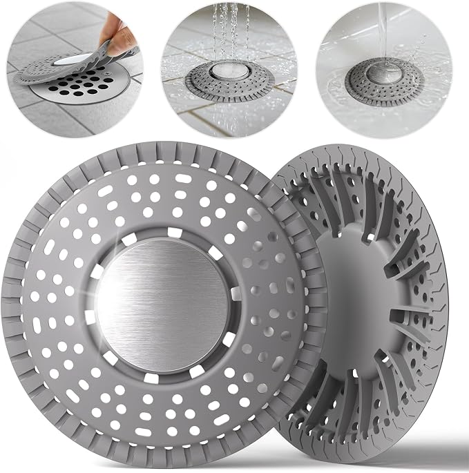 Shower Drain Hair Catcher, Upgraded 2Pack Premium Silicone Drain Protector & by Nipoko