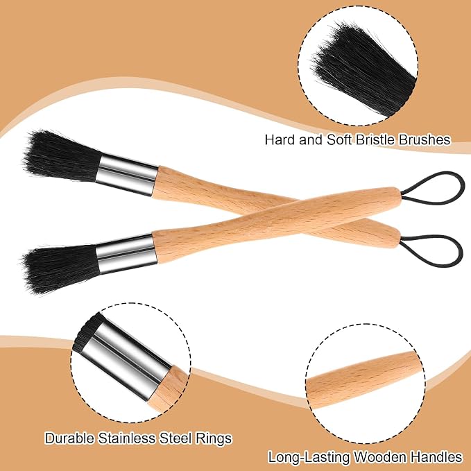 2pcs Auto Parts Cleaning Brushes, Wood Handle Detailing Cleaner Brushes - Image 3