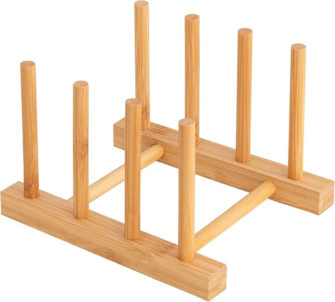 HBlife Bamboo Dish Plate Bowl Cup Book Pot Lid Cutting Board Drying Rack Stand by HBlife